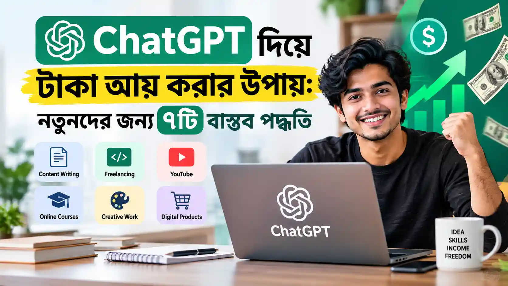 ChatGPT দিয়ে টাকা আয় করার উপায়: নতুনদের জন্য ৭টি বাস্তব পদ্ধতি